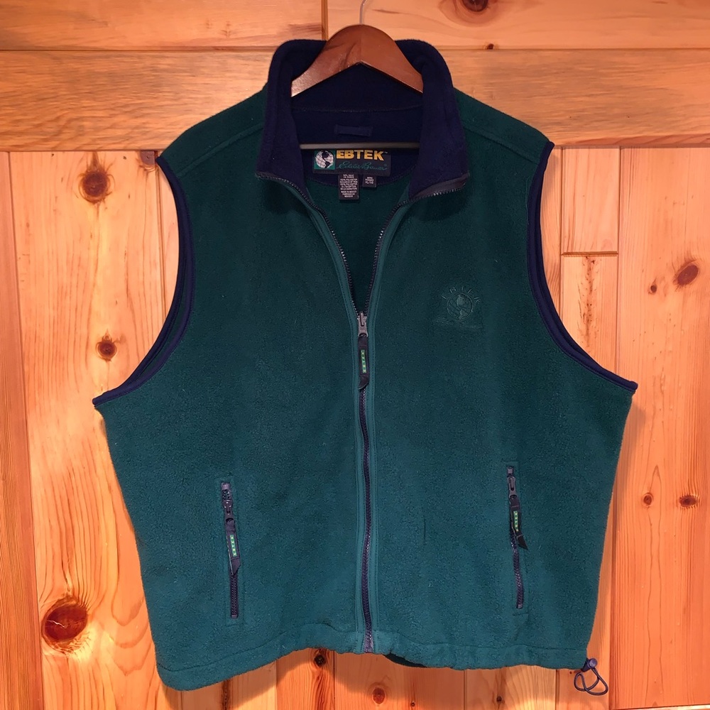 Vtg 90's Men's EBTEK Eddie Bauer Outdoor Expedition Green Fleece Zip Vest XL
